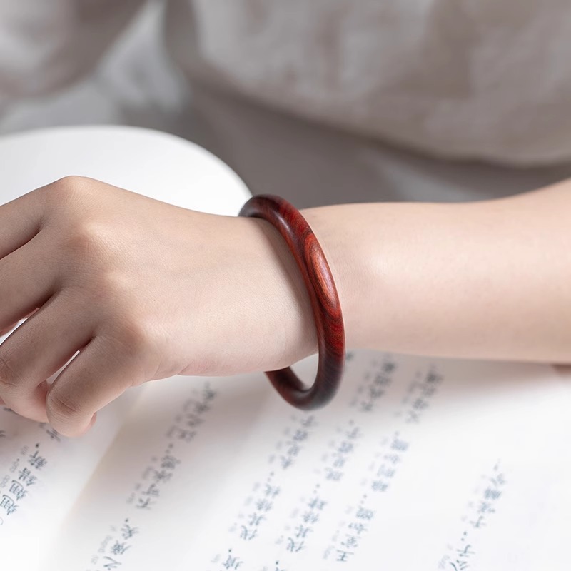ブレスレット 天然木 腕輪 木製ブレスレット ブラッドウッド 血檀 幅8mm 男性用 女性用