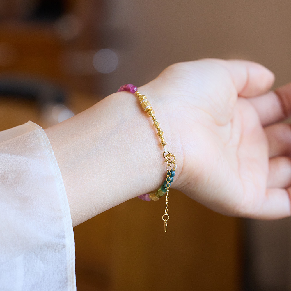 トルマリン ブレスレット 天然石  パワーストーン レディース 数珠 カラー 浄化用