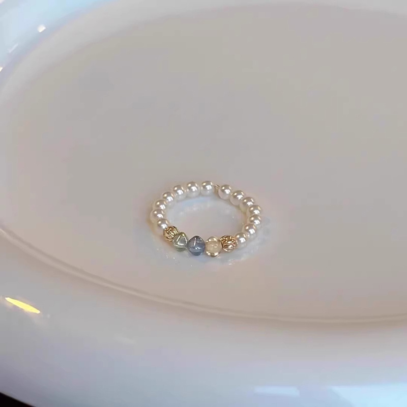 パールリング 指輪 チェコビーズ レディース  上品 普段使い