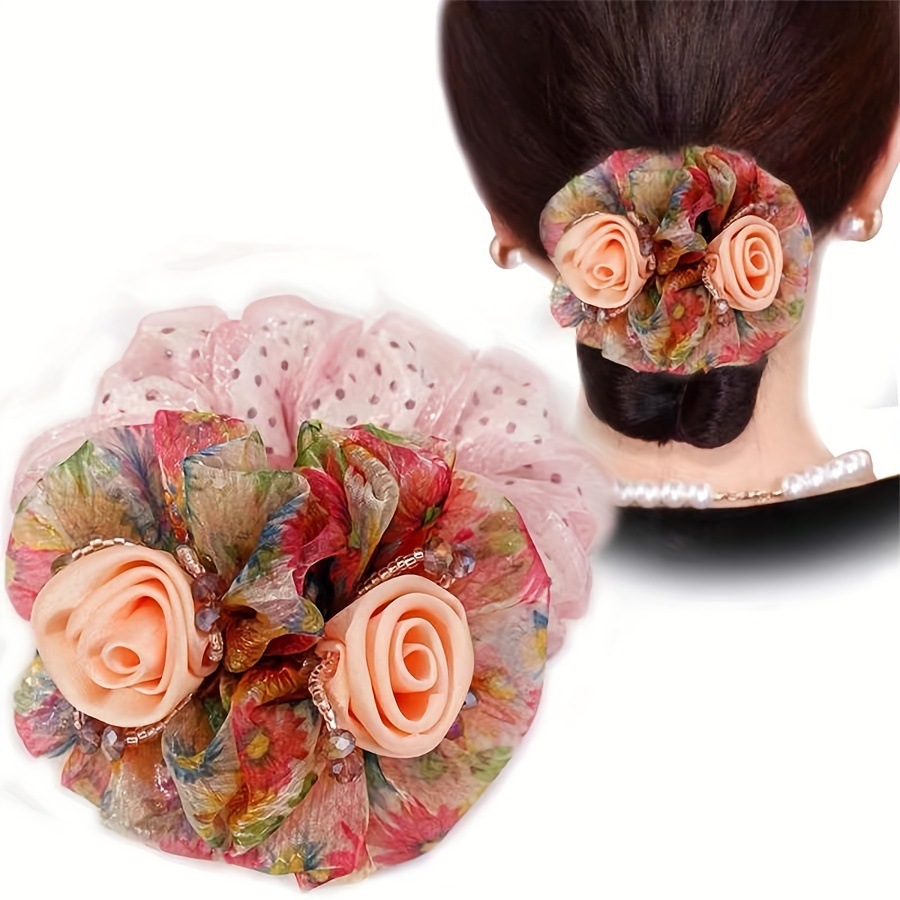 まとめ髪 お団子メーカー ヘアゴム レースフラワー シニヨンメーカー ヘアアレンジ エレガント
