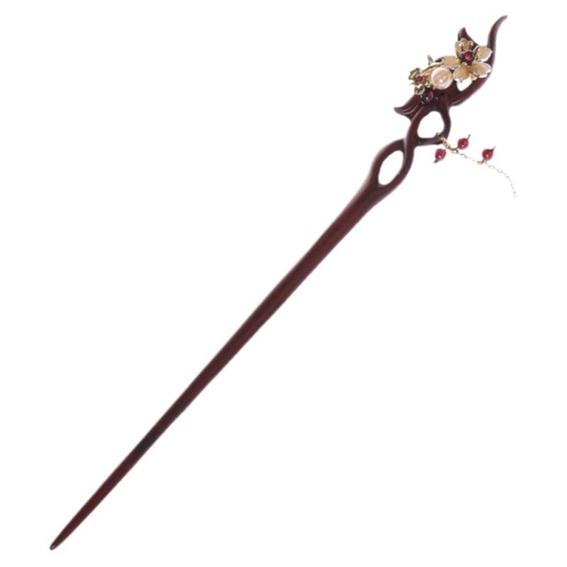 赤檀木 かんざし 一本差し 天然木 簪  花飾り  髪飾り 普段使い 結婚式 着物 浴衣  