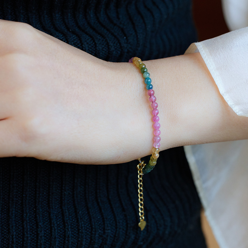 トルマリン ブレスレット 天然石  パワーストーン レディース 数珠 カラー 浄化用