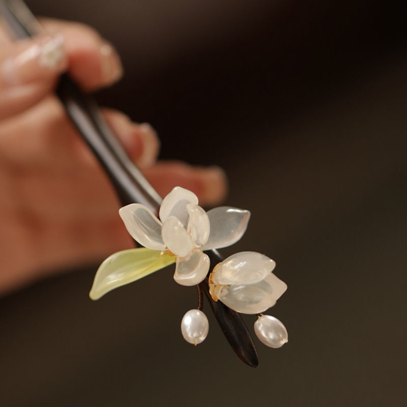 かんざし 木簪  お花 玉蘭 一本挿し 普段使い和装 髪飾り まとめ髪