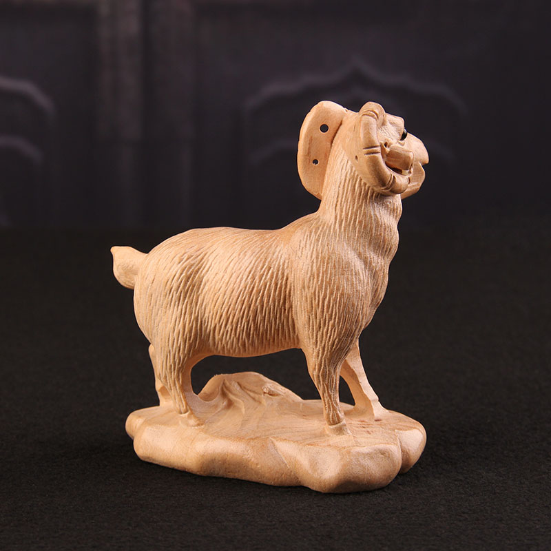  木彫り ひつじ 羊 ヒツジ アニマル 動物 桃の木 十二干支 未年 置物 開運 アイテム 手作り
