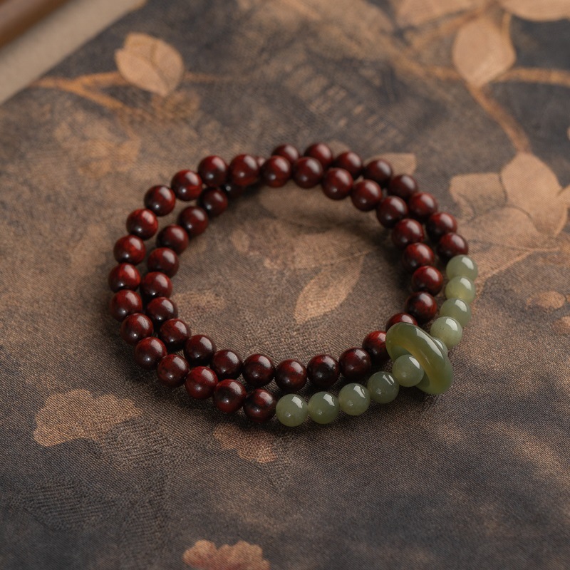 紫檀ブレスレット 天然木 和田玉 二輪 ブレスレット 腕輪数珠 男性用 女性用 お守り