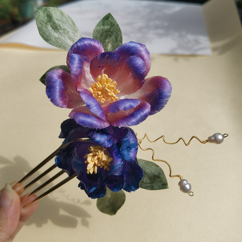 髪飾り ヘアコーム 絨花 牡丹 レディース かんざし 結婚式 成人式 和服  