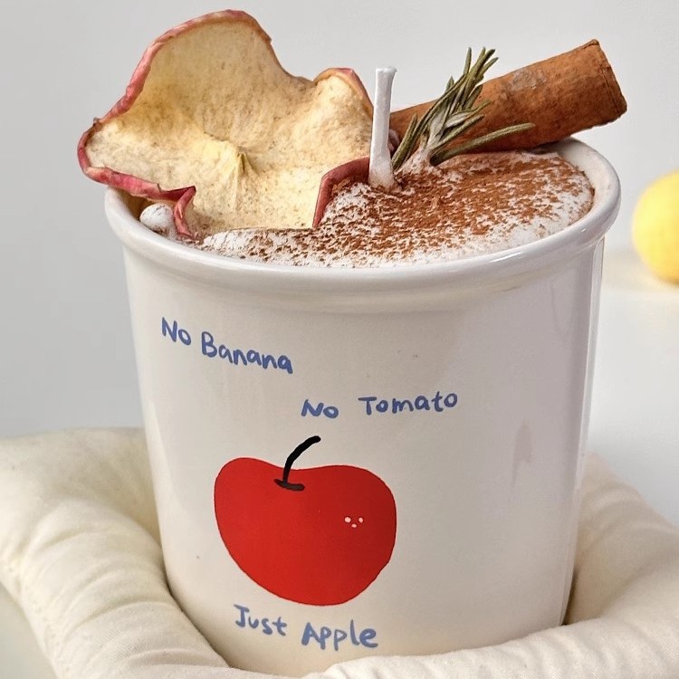 カフェラテ風 アロマキャンドル リンゴ ろうそく ボタニカルキャンドル  ソイキャンドル おしゃれ