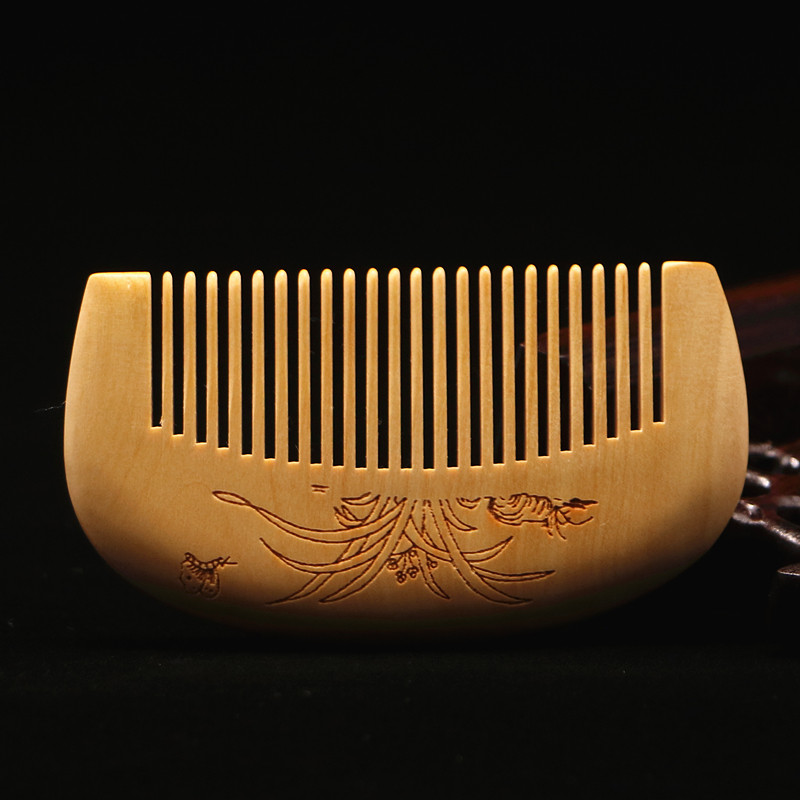 つげ櫛 半月型 持ち運び 袋付き つげぐし 静電気防止