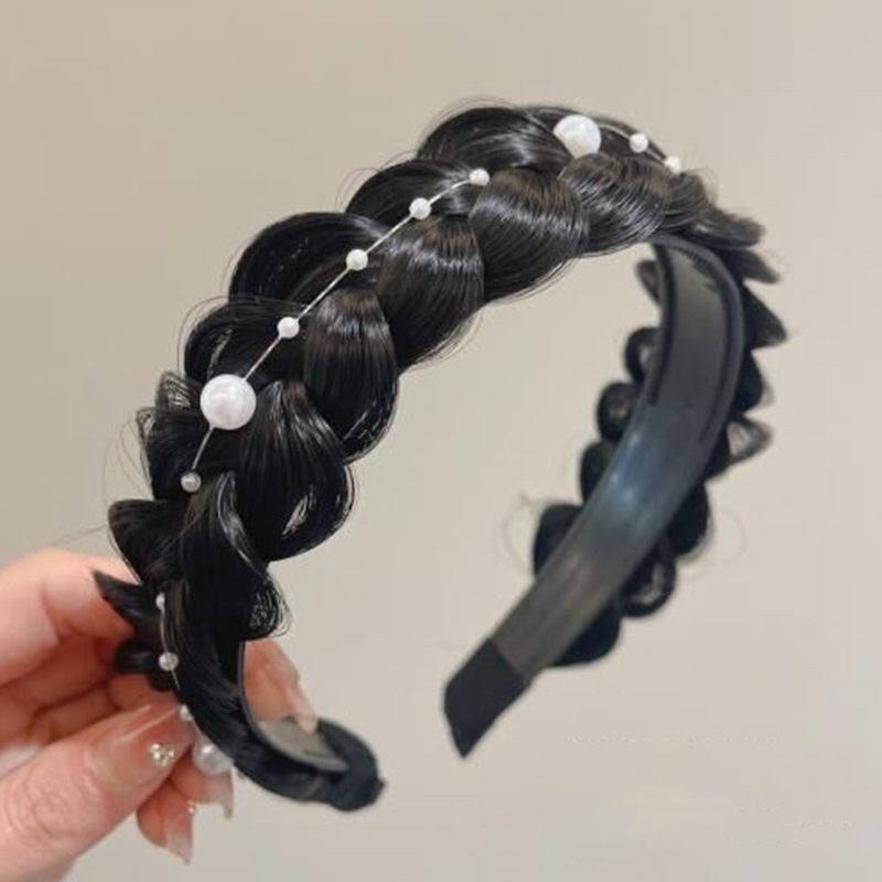 髪飾り成人式 三つ編みウィッグカチューシャ  パールチェーン付き レディース  カチューシャ 簡単ヘアアレンジ 結婚式 二次会