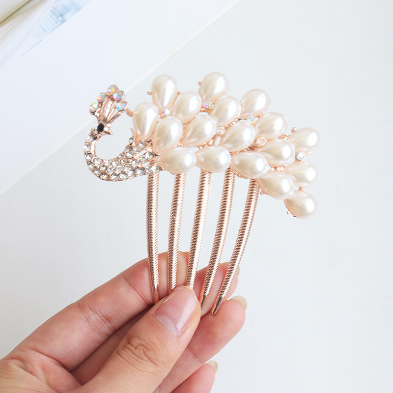 髪飾り 成人式 かんざし 簪 孔雀 パール ヘアコーム まとめ髪 結婚式 卒業式 