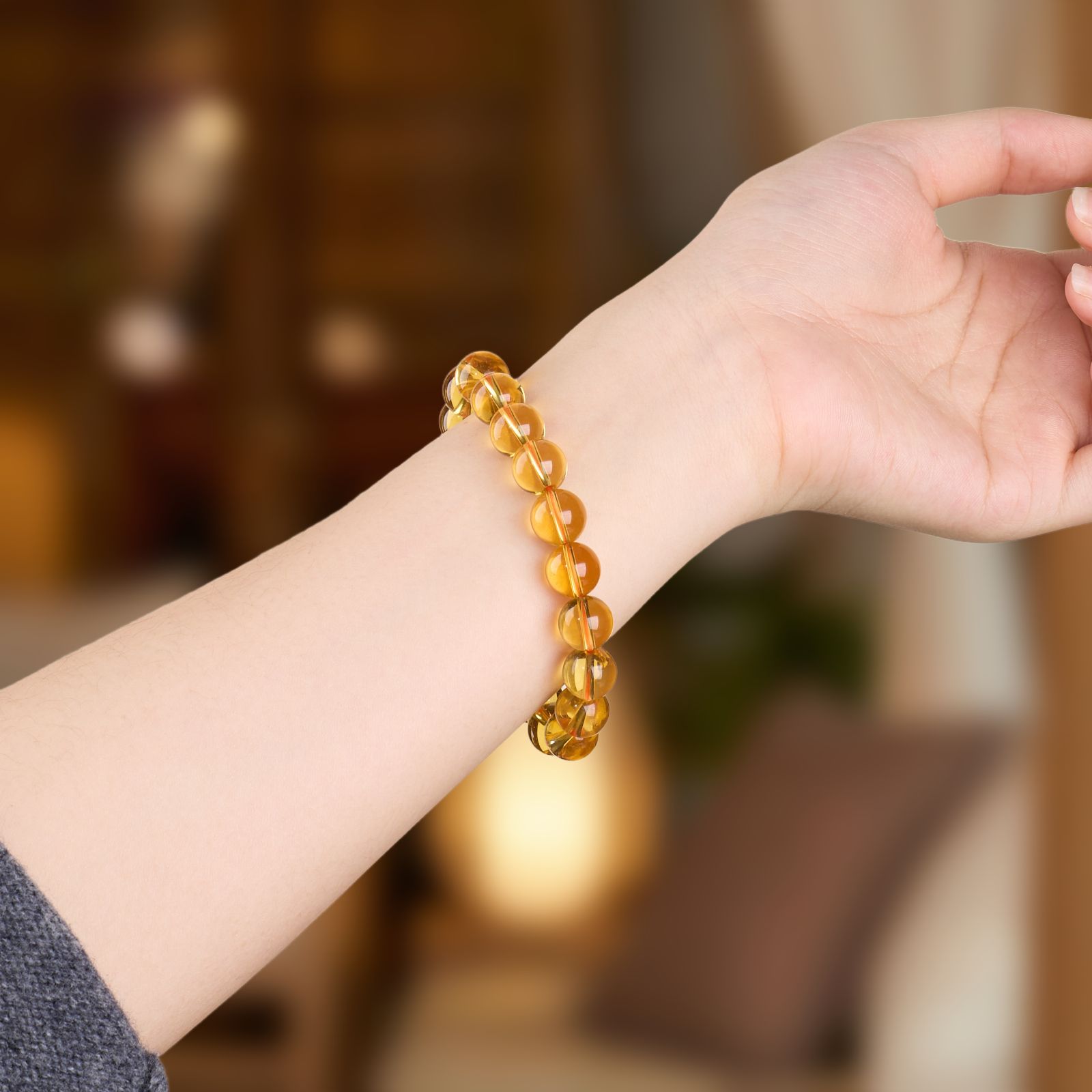 天然石 シトリンブレスレット パワーストーン 8mm 10mm エネルギー ジュエリー メンズ レディース