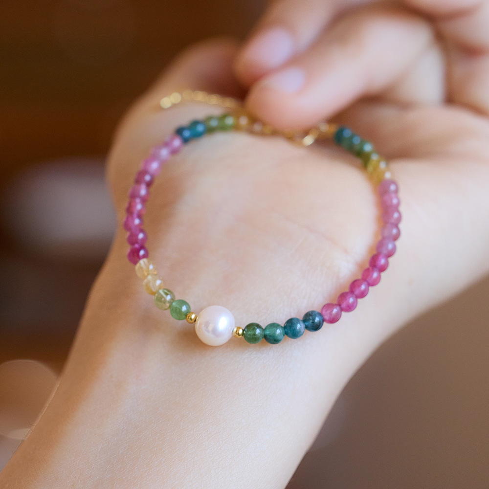 トルマリン ブレスレット 天然石  パワーストーン レディース 数珠 カラー 浄化用