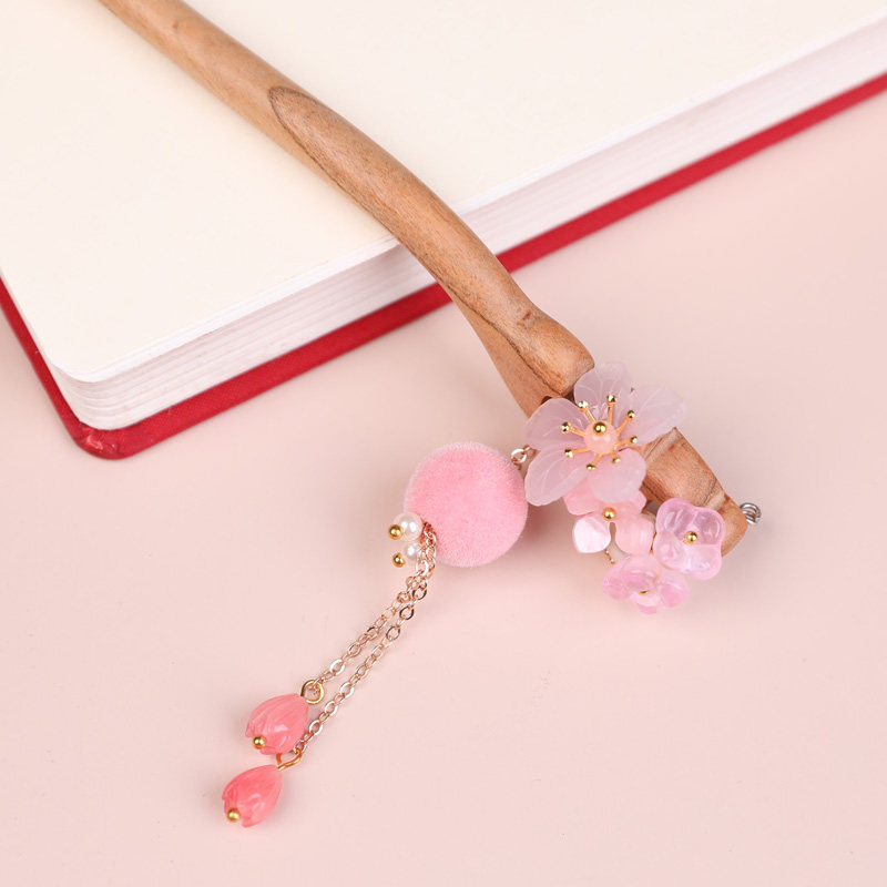 かんざし 桃の木 簪 お花 一本挿し 普段使い 成人式 留袖用　結婚式  