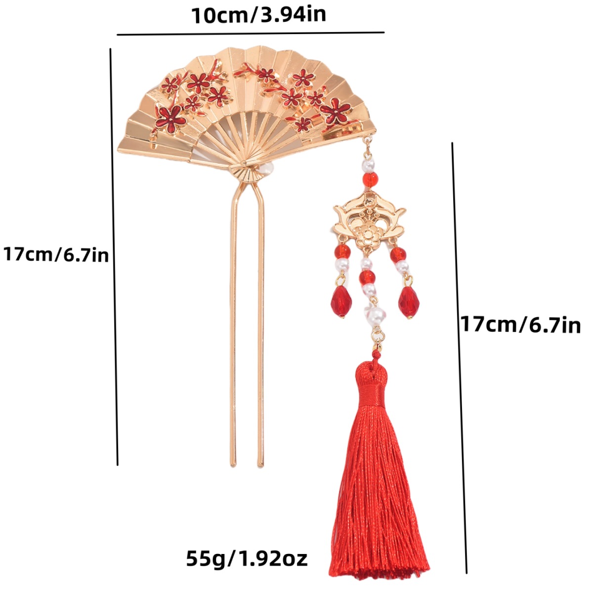 成人式髪飾り かんざし 扇モチーフ タッセル 合金 U字ヘアピン  結婚式 和装 普段使い 中華風かんざし ﻿
