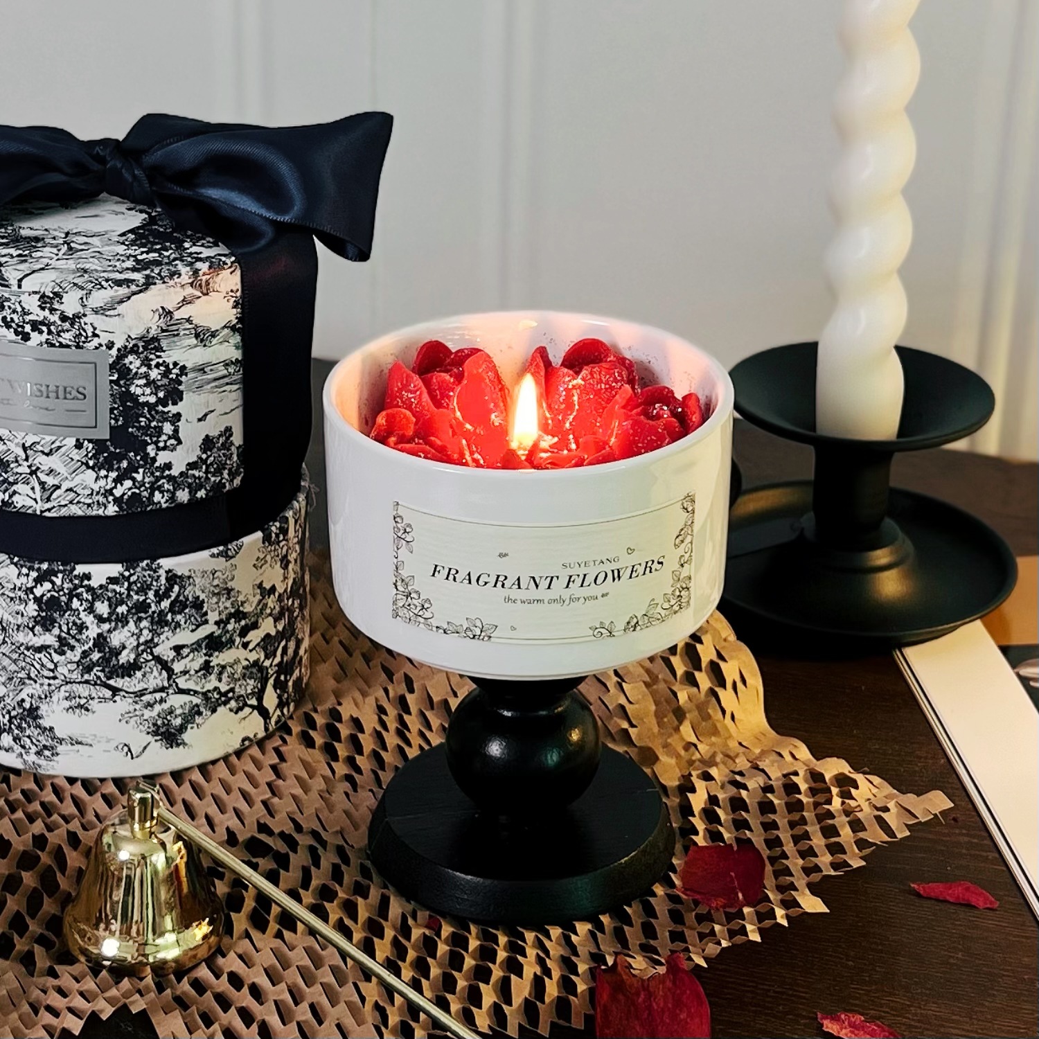 アロマキャンドル バラキャンドル  バレンタインギフトおしゃれ 天然 キャンドル  結婚祝い 誕生日ギフト ローズ アロマ