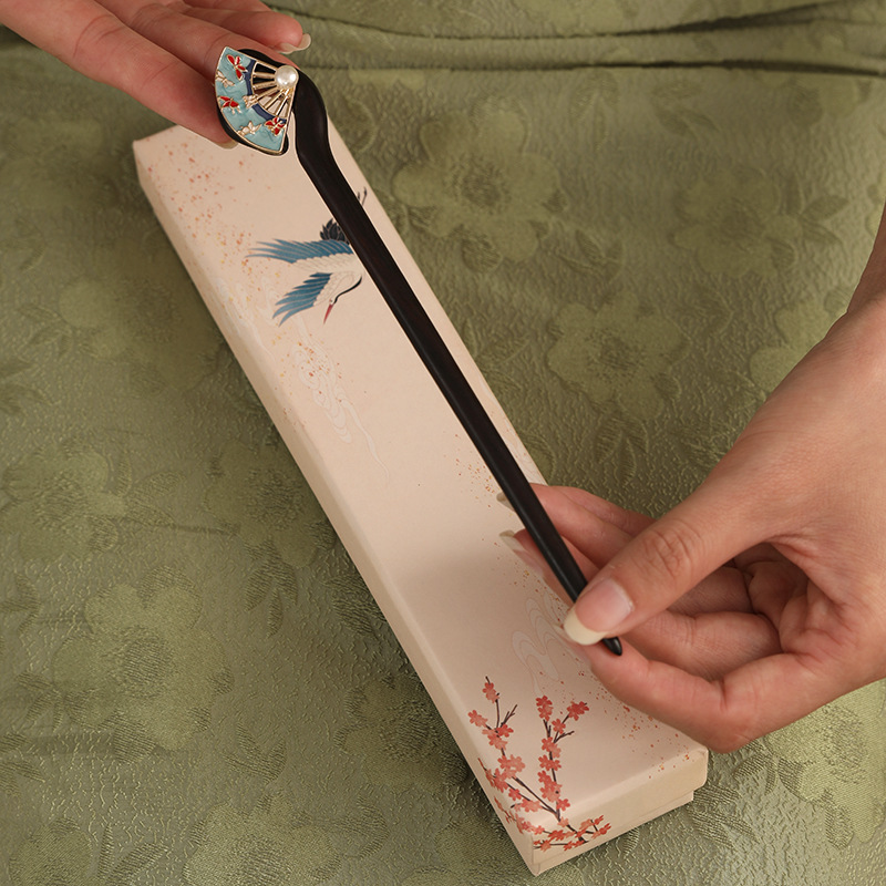 かんざし 木簪 一本差し 黒檀 扇子 真珠 普段使い 成人式 留袖用