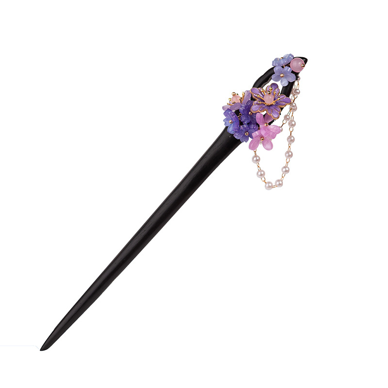 かんざし 木簪  花  一本差し 檀木 桜 パール 髪飾り 和装 留袖 