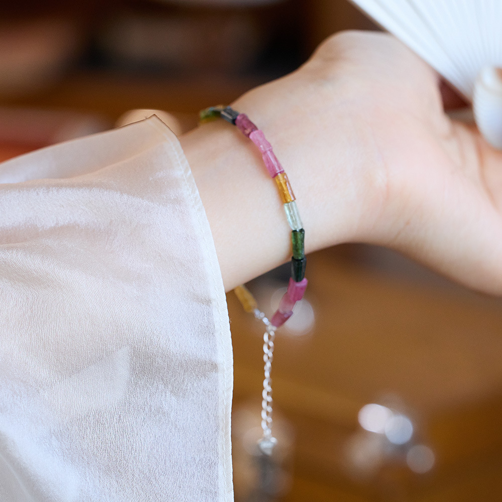 トルマリン ブレスレット 天然石  パワーストーン レディース 数珠 カラー 浄化用