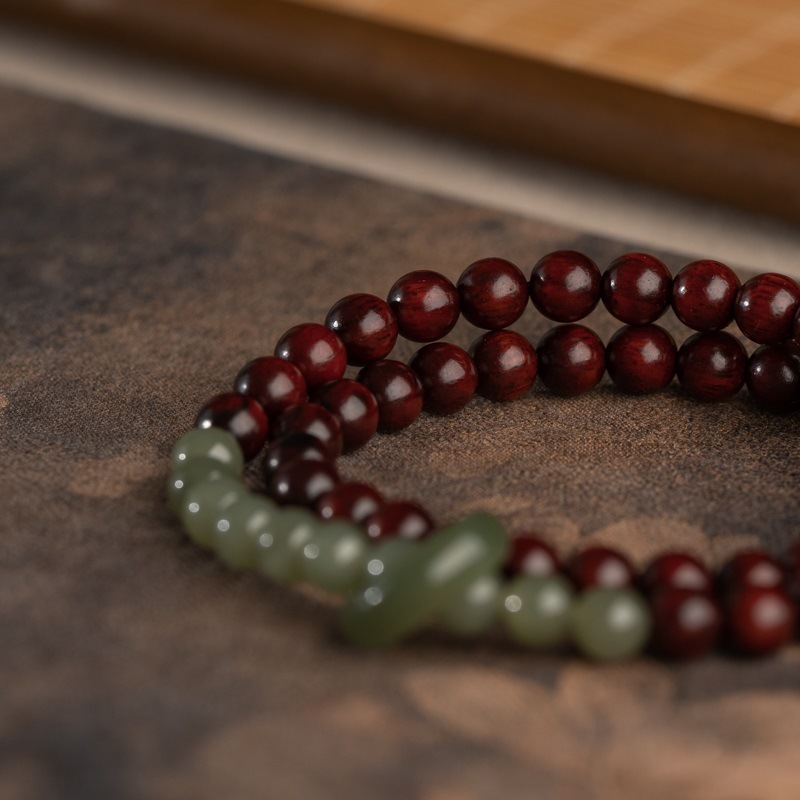 紫檀ブレスレット 天然木 和田玉 二輪 ブレスレット 腕輪数珠 男性用 女性用 お守り