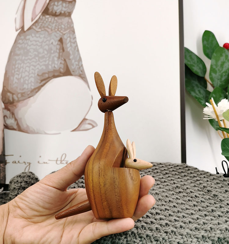 木製 カンガルー 置物 無垢材 オブジェ 北欧 インテリア 雑貨 木製玩具 フィギュア かわいい ギフト