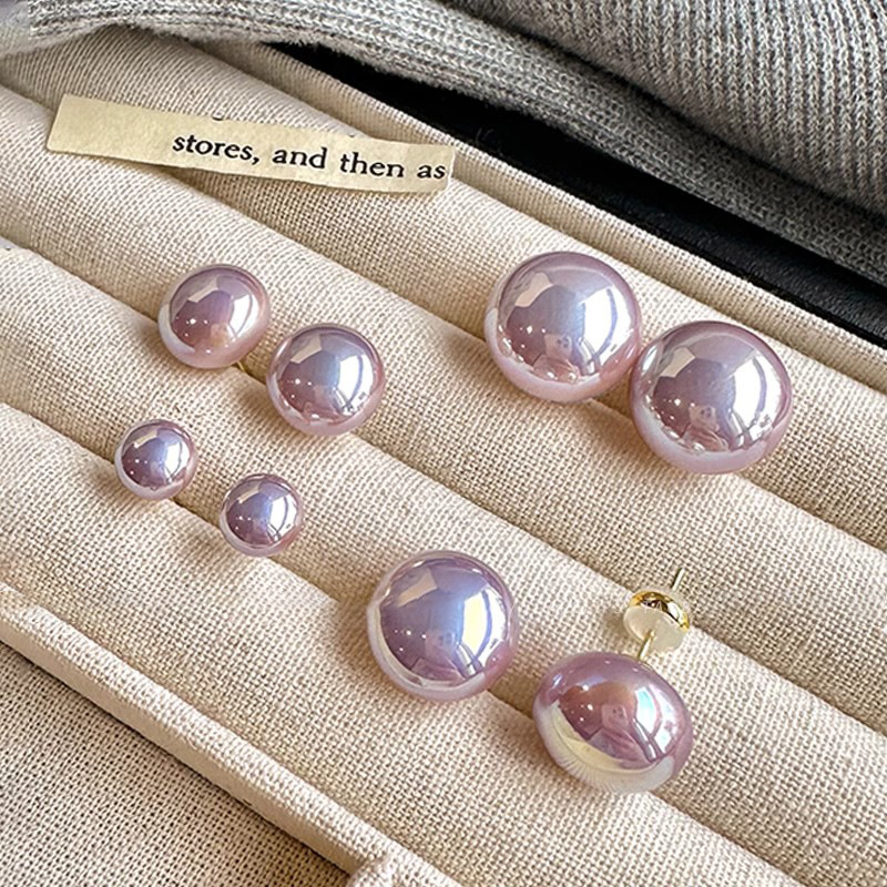 パールピアス 8-16mm 紫 真珠 ピアス 金属アレルギー シルバー 普段使い フォーマル