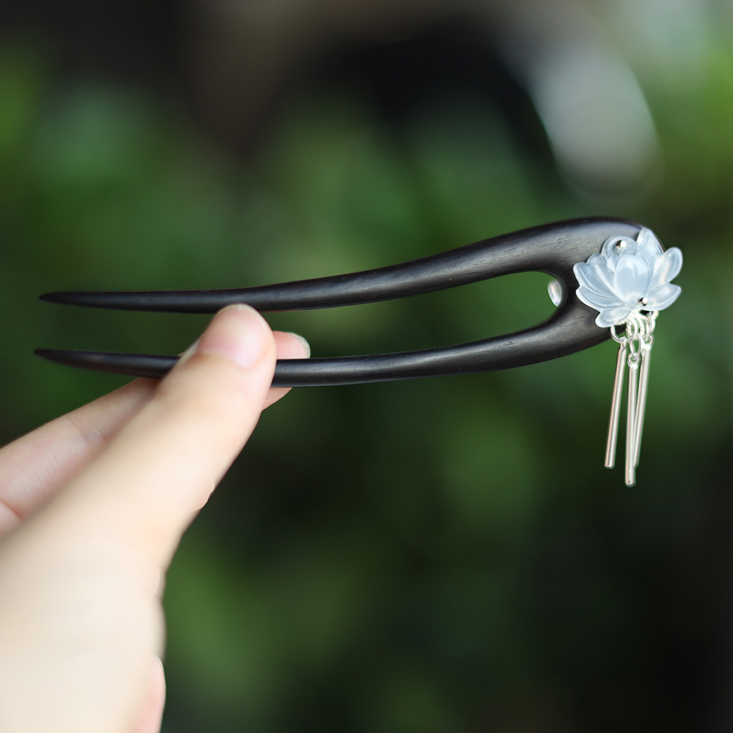 かんざし 天然木 簪 U字型 蓮の花 普段使い 成人式 留袖用 結婚式  髪飾り