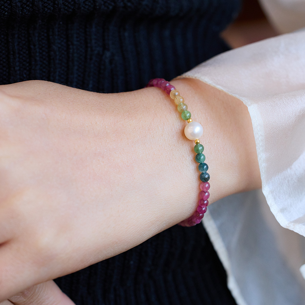 トルマリン ブレスレット 天然石  パワーストーン レディース 数珠 カラー 浄化用