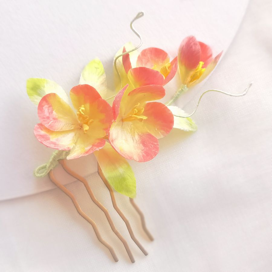 ヘアコーム 絨花 胡蝶蘭 髪飾り かんざし ヘッドパーツ 和装 成人式 卒業式 