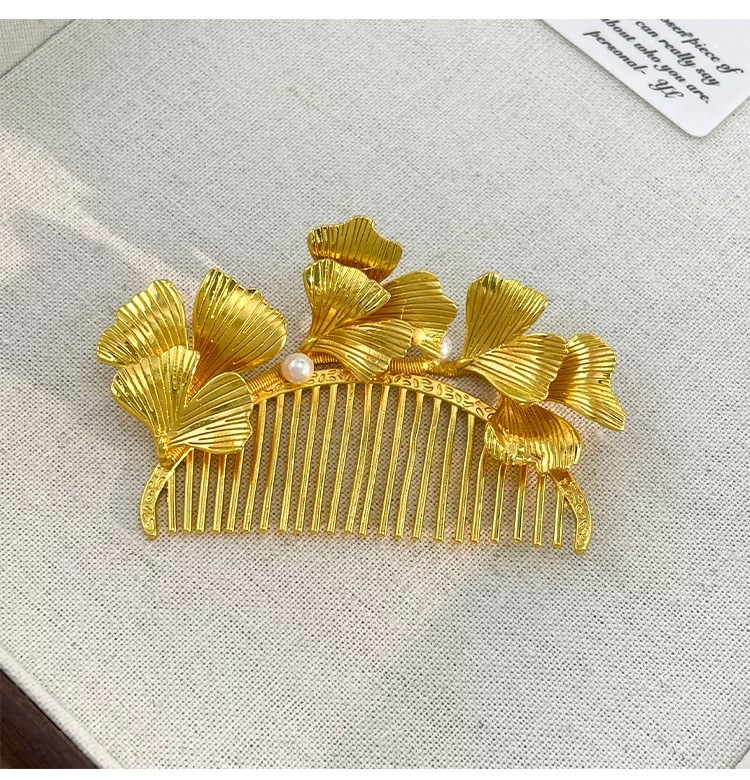  ヘアコーム かんざし 銀杏 イチョウ レディース おしゃれ ヘアアクセサリー ゴールド 髪飾り 成人式 結婚式 二次会
