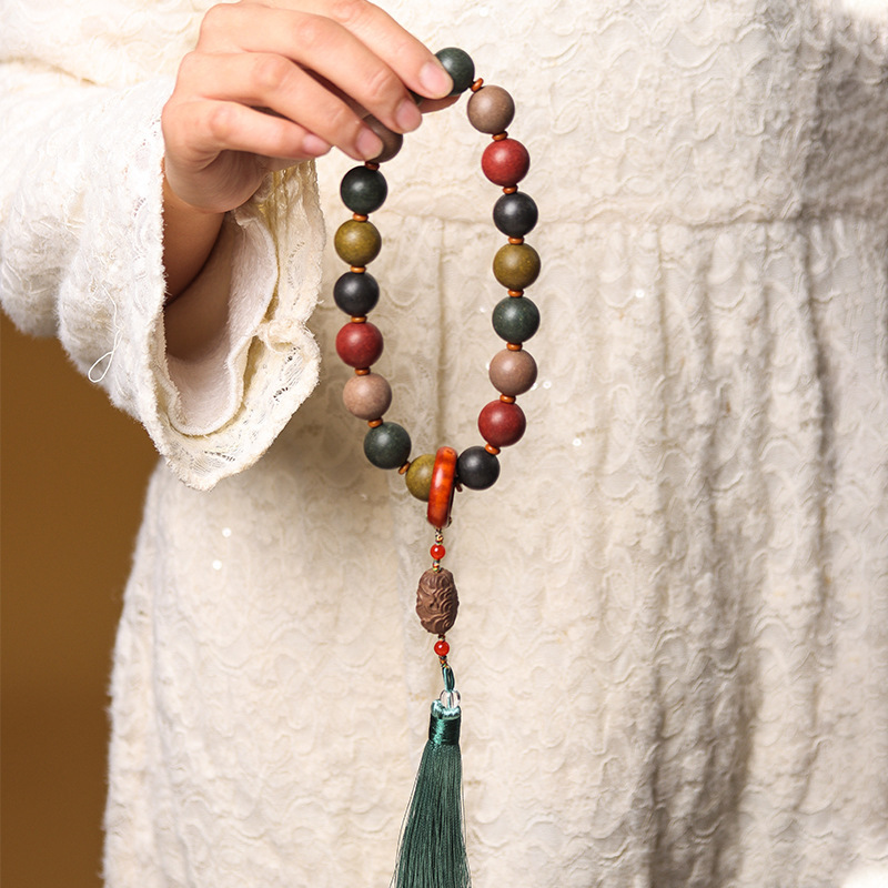  数珠 女性用 18玉 18mm 天然生薬製 香珠ブレスレット ハンドメイド 癒し 集中力