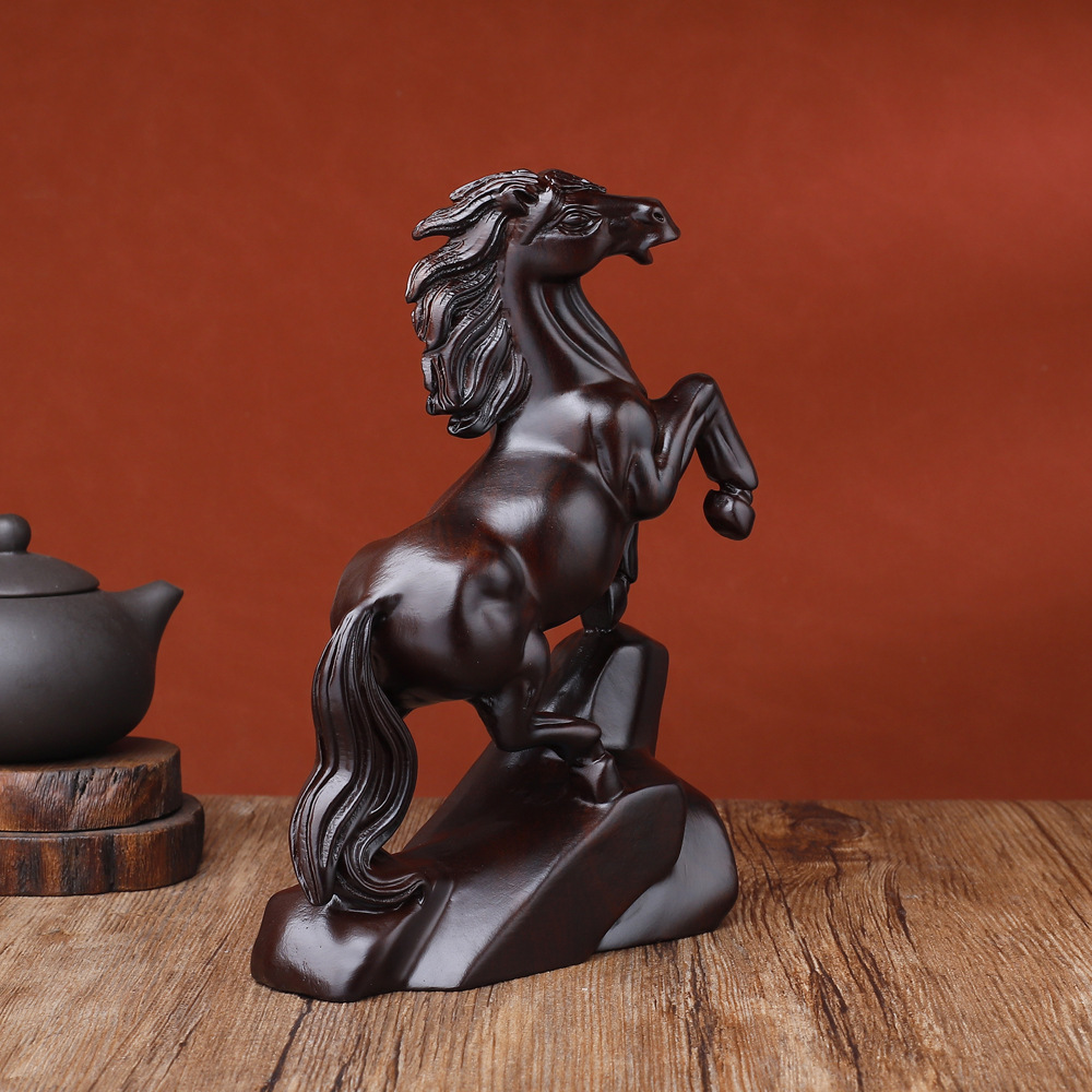 馬 午 置物 檀木 縁起物 うまくいく 木彫り 風水 グッズ アイテム インテリア   