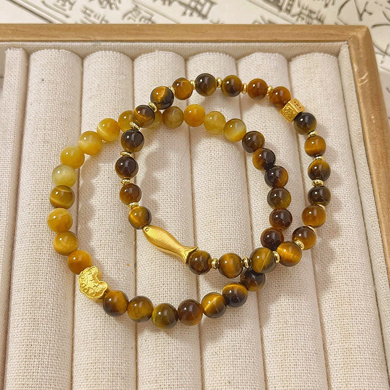 タイガーアイ ブレスレット 二色虎目石  パワーストーンブレスレット 天然石 数珠ブレス お守り