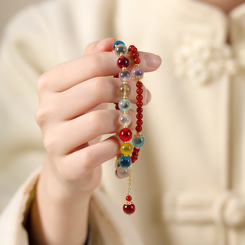 数珠ブレスレット 瑪瑙(メノウ)  8mm 4mm 天然石 ブレスレット レディース 女性用 