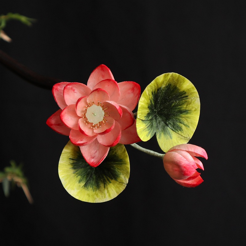  髪飾り成人式 かんざし 蓮の花 簪 ベルベット 花 真珠 高級 ヘアスティック 普段使い 結婚式 着物 蓮のかんざし