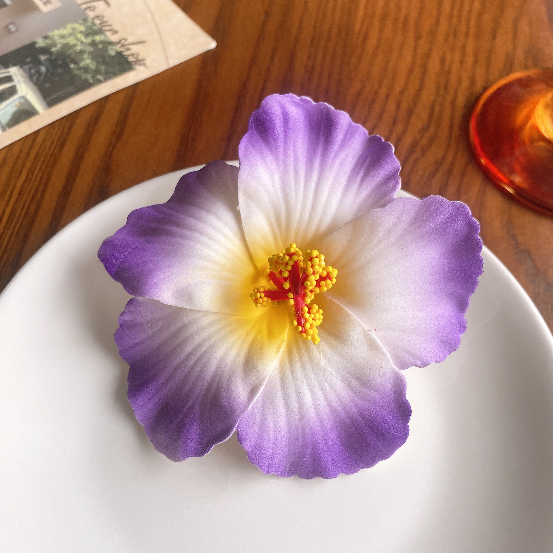 ヘアクリップ ハイビスカス フラワー お花 バンスクリップ ヘアアクセサリー 髪飾り 結婚式