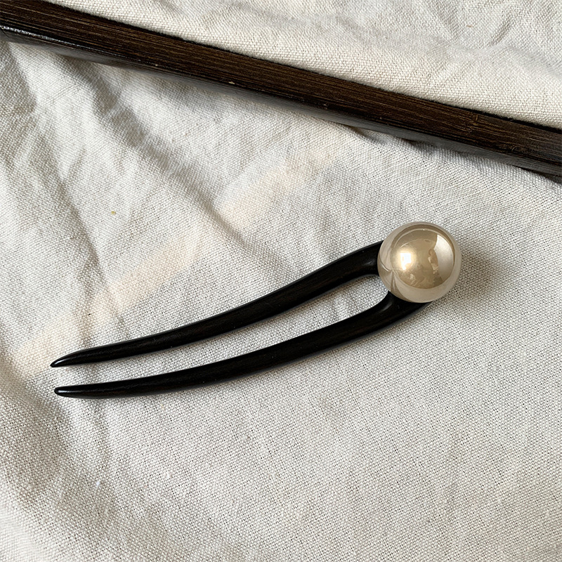 かんざし U字 簪 檀木 真珠 普段使い 和服 ヘアピン 髪飾り