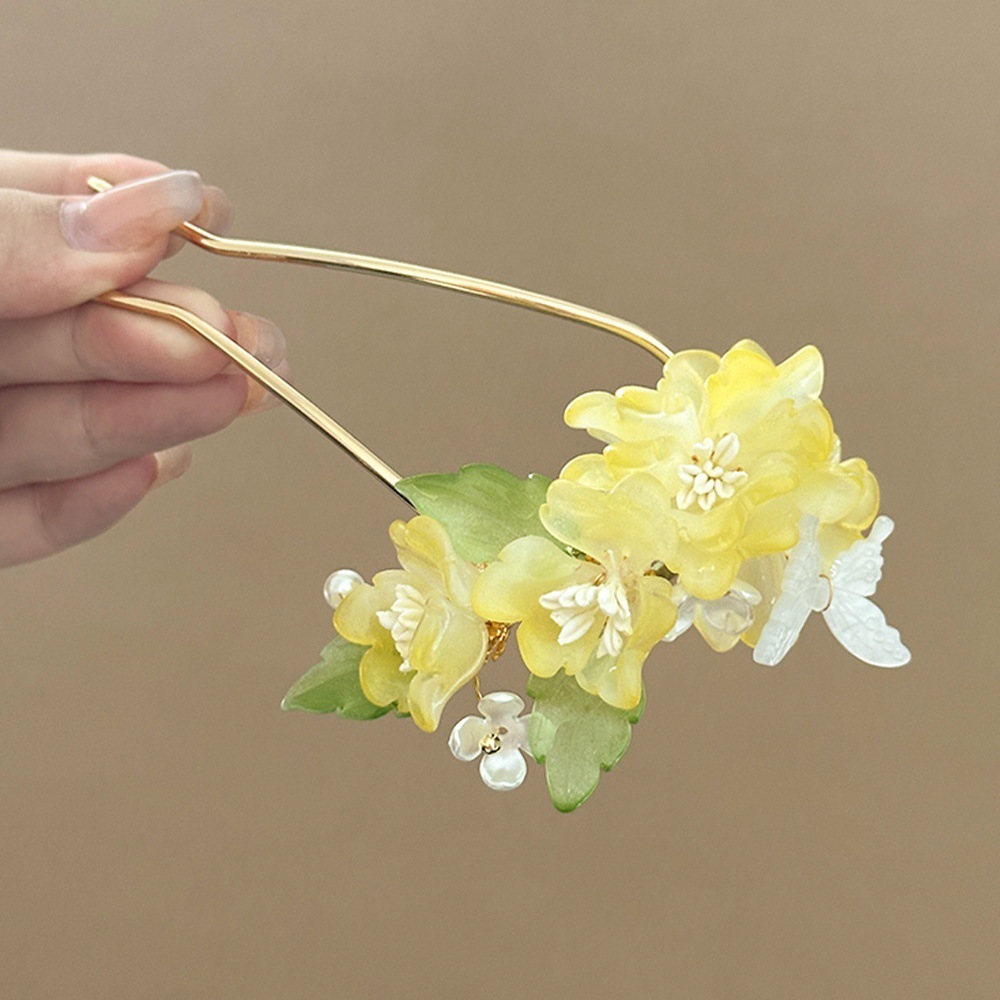 成人式髪飾り 牡丹 ぼたん かんざし Uピン ヘアピン 髪飾り お花 結婚式 浴衣 ヘアアクセサリー