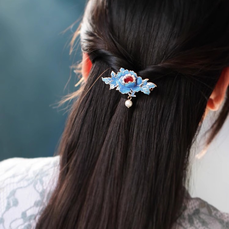 ヘアクリップ 牡丹 ぼたん 花 パール ヘアピン ヘアアクセサリー 前髪留め 髪飾り