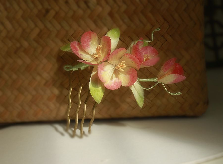 ヘアコーム 絨花 胡蝶蘭 髪飾り かんざし ヘッドパーツ 和装 成人式 卒業式 