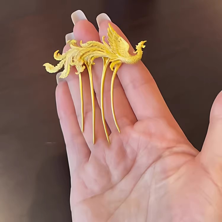 髪飾り 結婚式 かんざし 鳳凰 コーム  ヘアコーム 金 ゴールド 普段使い 和装  入学式 卒業式 七五三 中華風 