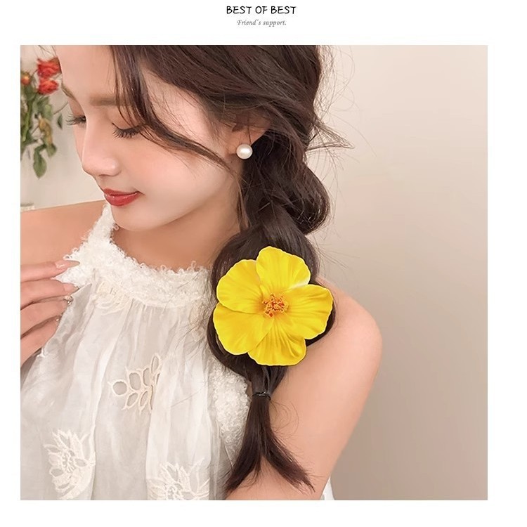 ヘアクリップ ハイビスカス フラワー お花 バンスクリップ ヘアアクセサリー 髪飾り 結婚式