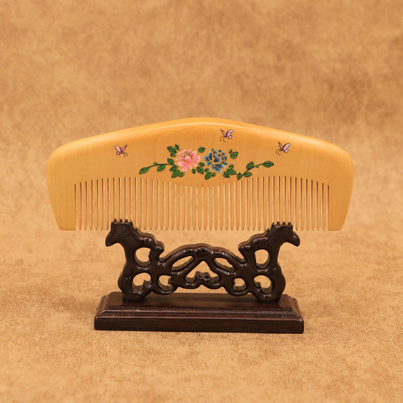 つげ櫛 潤いつげコーム 携帯袋付き  持ち運び ヘアコーム 上品