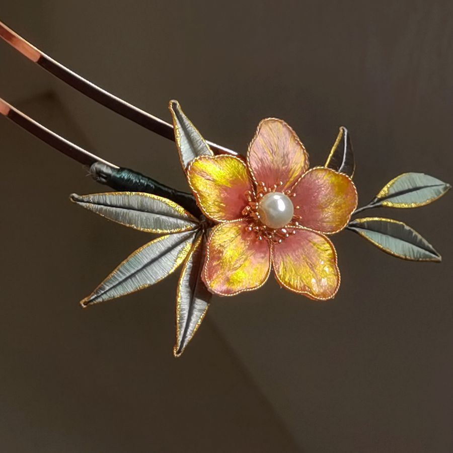 かんざし 簪 桃の花 絨花 Uピン 髪飾り 結婚式 成人式 普段使い