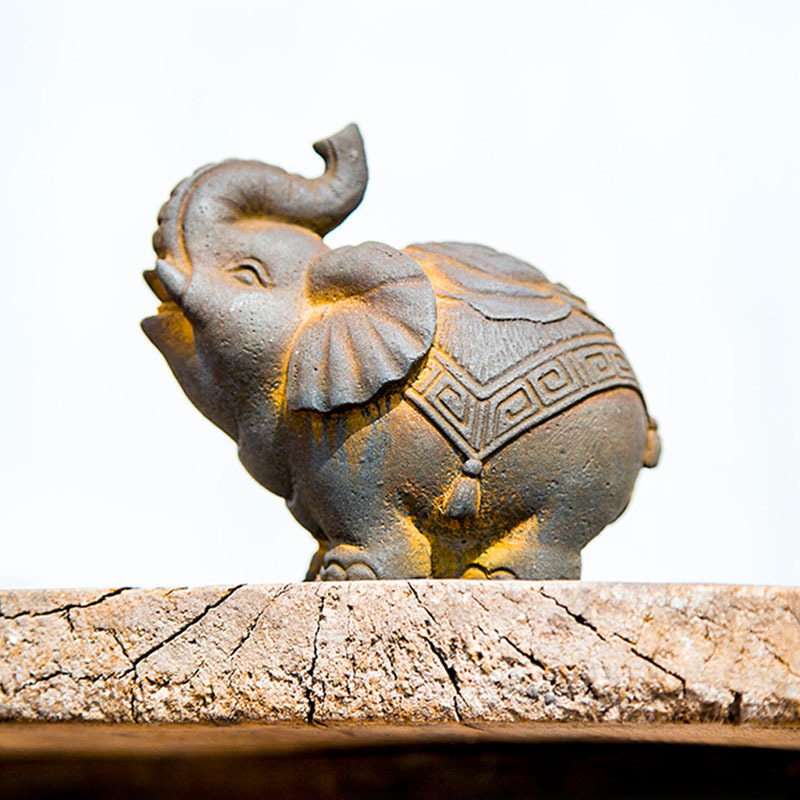手作り 象の置物  開運 幸運  鋳物風エレファント飾り 縁起物