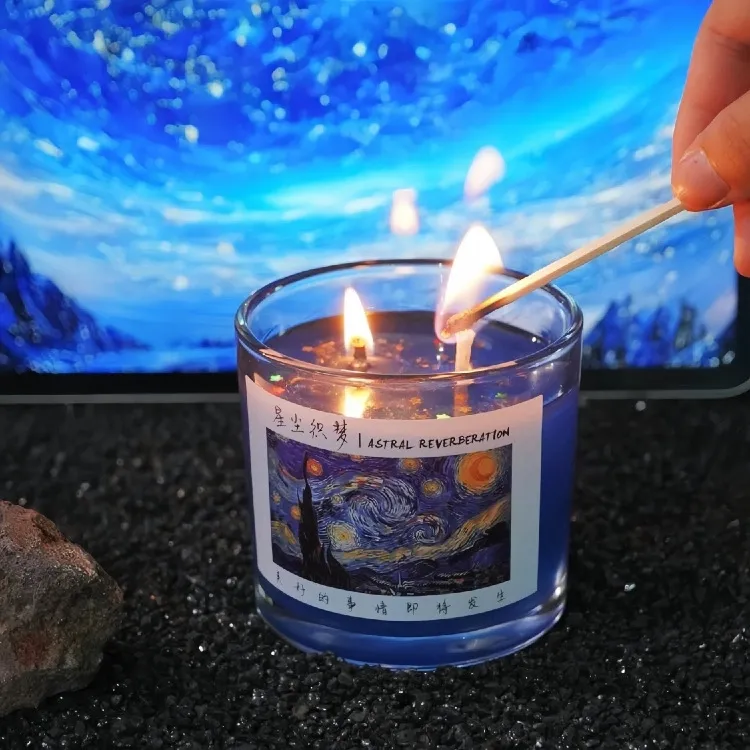 星月夜 アロマキャンドル 癒し ギフト インテリア ソイワックス キャンドル お風呂