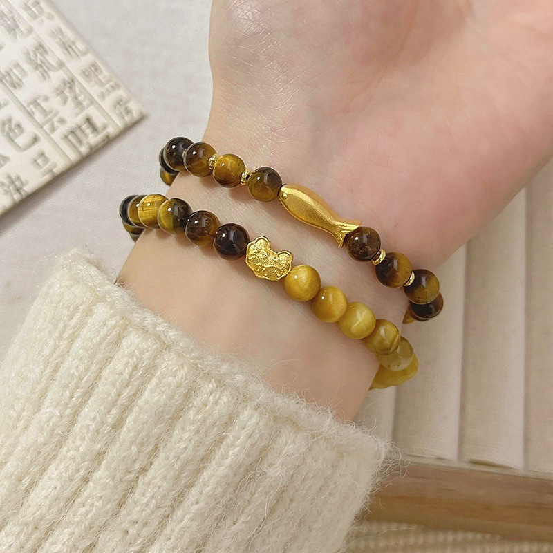 タイガーアイ ブレスレット 二色虎目石  パワーストーンブレスレット 天然石 数珠ブレス お守り