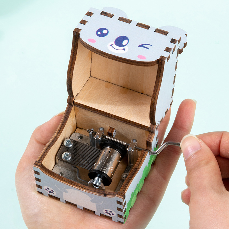 木製 オルゴール 動物シリーズ  手回しオルゴール 木製おもちゃ DIYキット 音楽ボックス 贈り物 誕生日 プレゼント