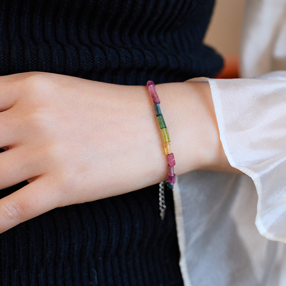 トルマリン ブレスレット 天然石  パワーストーン レディース 数珠 カラー 浄化用