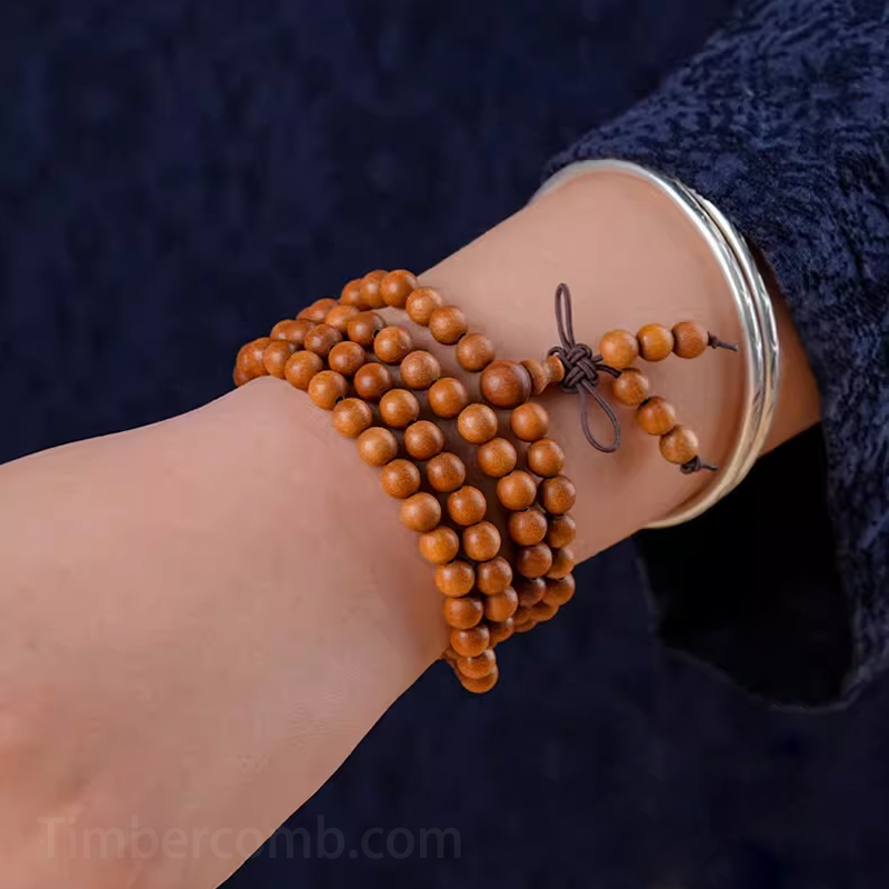 白檀木ブレスレット 天然木 108玉 数珠ブレスレット サンダルウッド お守り メンズレディース 腕輪ブレスレット