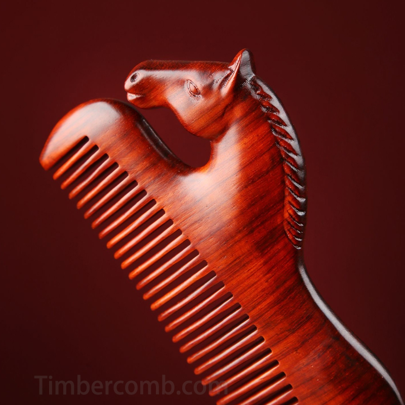 紫檀木 くし 櫛 人気の櫛 十二支 午/馬 お守り 静電気防止 美髪 頭皮マッサージ メンズレディース 